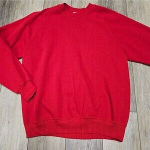 Jerzees Vintage Cotton Single Stitch USA Sweat Shirt Plain Red Unisex Women’s XL